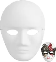 GALPADA DIY Full Face Masks, 4Pcs Paper Mache Masks Blank White Paintable Paper Mache Mask DIY Craft Mask Masquerade Cosplay Halloween Mardi Gras Party Masks for Full Face Men Women Masks