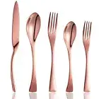 20 Piece Rose Gold Flatware Silverware Cutlery Sets, unique modern look, Home...