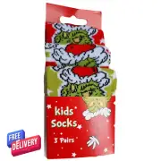 3 Pack Kids Grinch Socks UK Size 6 - 8.5