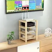 JUTSTJUKO Shelf for Modem Equipment,Modem Shelf,Wide Shelf for TV Monitor,Decorative Space for Use in Living Rooms,Bedrooms,Offices and Study Room (Log, 4-layer)