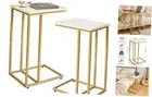 C Shaped End Table Set, Small Table Stand for Living Room & Bedroom, 16x12x25