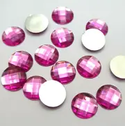 100 Hot Pink Acrylic Flatback Rhinestone Faceted Round Gems 14mm No Hole