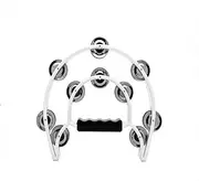 JIRONN Double Row Tambourine Half Moon Tambourine Musical Instrument for Adults, 20 Metal Jingles, Heavy Duty Metal Handheld Percussion Instruments for Church Dance Party