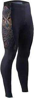 [AIXIWAWA] Men's Cycling Pants (Owl Ethnic Pattern) Print Outdoor Tights 3D Padded Bike Riding Long Pants