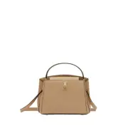 VALEXTRA Brera Micro $2580 Cashmere Beige Leather Crossbody Bag New/Authentic
