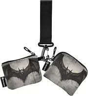 [XYMZR] Mini Zip Around Wristlet keychain Wallet Bat Gothic Closeup for Women Personalized Pattern Detachable Dual Pouch Wristlet Portable Wallet Phone Coin Purse, Multi-colored, One Size