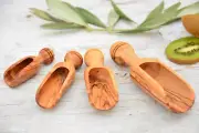 Olive Wood Salt Scoop / Handcarved Measuring Coffee Spice Kitchen Scoop