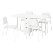 NORDEN / TEODORES table and 4 chairs, white/white, 26/89/152 cm