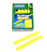 Omega Dustless Yellow Classroom Chalk 12 Boxes 144 Sticks NEW SEALED