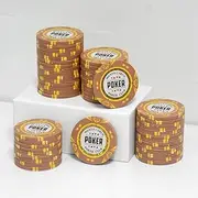 JIESITE 14 Gram Clay Poker Chips Monte Carlo Poker Chips Casino Grade Poker Chip Numbered Chips and Blank Chips for Texas Hold'em, Blackjack Poker Games Pack of 50 Pieces