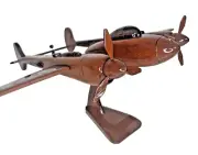 Lockheed P38 Lightning Airplane Wooden Desktop Model - Made of Mahogany Wood