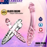 Realistic Crystal Glass Dildo Dong Anal Beads Butt Plug Thruster G Spot Sex Toy