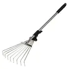 New New Adjustable Garden Leaf Rake Alloy Telescopic Hoe Grass Tool Multi Toothe