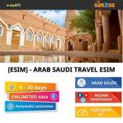 Travel eSIM for Arab Saudi 5 to 30 days _ highspeed 4G data _ Unlimited 3G