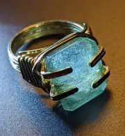 Emerald Ring - Size 6 1/2 - Natural Emerald In 14 K Gold And 925 Sterling