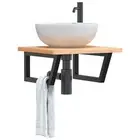 Black Trapezium Steel Shelf Brackets for Washbasin Support Set of
