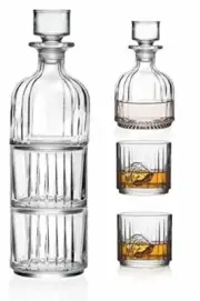 Barski Glass 3 Pc Set-Whiskey Decanter W/ 2 Tumbler-Decanter -2oz, D.o.f.-12oz