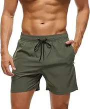 [Monstoyo] Men's Swimming Trunks with Zip Pocket, Quick-Drying Breathable Swimming Trunks with Mesh Lining, Beach Shorts for Surf Sports Swim Pool