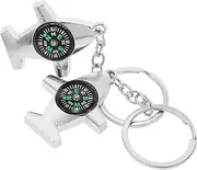 [GAROZATION] 2pcs Planet Keychain Compass Vintage Alloy Hanging Compass Pendant Mini Key for Outdoor Activities and Camping