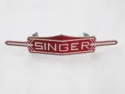 Vintage Singer Car Radiator Grille Badge Emblem Brass & Chrome Bolts On Back