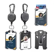Badge Holder Retractable Clip Heavy Duty Carabiner Badge Reel Keychain with L...