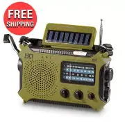 Emergency Solar Powered Weather Radio with Dynamo Crank LED Flashlight USB Port