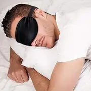 Sleep Mask Night Cover Eye Sleeping Silk Satin Masks for Women Men, Blindfold for Airplane Travel Adjustable Strap, Black