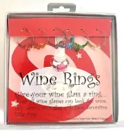 Set of 6 Wine Glass Charm Rings Colored Beads and Stones