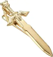 [runootPR] Personalised Sword Gun Tie Clips for Men Novelty Silver Gold Black Tie Bar Neckties for Wedding Anniversary Tie Pin Clips, 2.3inches, Brass, brass