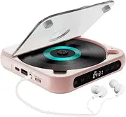 Generic Personal Cd Player Portable,Wall Mountable CD Player for Home with Remote Control Dust Cover LCD Display Built-in HiFi Speakers FM Radio,Support CD/MP3/USB/TF/AUX Input Output (Pink)