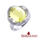 【BRILLMOND JEWELRY】10克拉 天然黃水晶戒 925銀台(天然黃水晶 925銀鍍白K金)