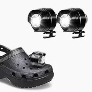 Headlights for Shoes, Version Rechargeable and Waterproof, 2pcs Lights Flashlight Attachment, LED Lights Charms Accessories for Kids Adults, Camping Headlights Flashlights for Shoe(Black)