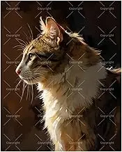 Golden Cat in Sunlight Paint by Numbers Kit for Adults - DIY Fluffy Tabby Cat Side Profile Painting on Canvas 16x20 Inches, Acrylic Paint Set,Suitable for Beginners,Animal Art for Decoration