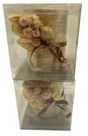 New 2 3"x 4" Spun Gold Glitter Candle With Suger Grapes and Silk Leaves