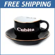 Cuban Coffee 12-Piece Espresso Set with Gold Trim - Dishwasher Safe Ceramic Cups