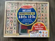 Melissa & Doug Wooden Stamp Set A*B*C's 1*2*3's 25 kids fun for school learning