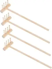 4pcs Mini Wood Rake Sand Rake Miniature Garden Tools Garden Sand Tools Mini Rake Crafts Sandbox Miniature Rakes Table Mini Rakes Sandbox Rake Sand Table Tool Small Rake Khaki