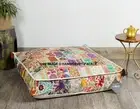 35" Handmade White Square Vintage Pillow Case Indian Patchwork Floor Cushion Bed
