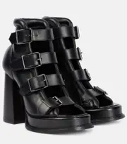 [McQueen] McQueen Caged 120 leather platform sandals AU 10 black
