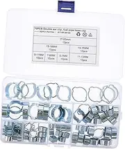 70Pcs Double Ear Hose Clamp Kit Carbon Steel Oil Salt Resistant Secure Hoses Tubes and Lines for Automotive and Machinery Use