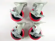 5" x 2" Polyurethane On Plastic Caster - Swivel with Brake (4EA)