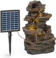 Messina Solar Powered Water Fountain with LED Lighting - Elegant Garden Feature