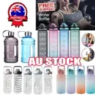 Water Bottle Motivational Drink Flask w/ Time Markings BPA Free Sports Gym 6J
