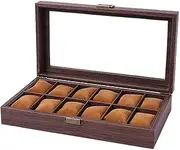 [ACLIC] Watch Case 12 Compartments, Large Capacity Imitation Wood Grain Watch Collection Box Multifunctional Jewelry Organizer Watch Holder Watch Display Box