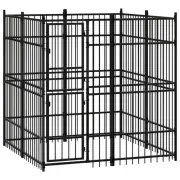 Outdoor Dog Kennel Steel 3.69 m² Large Pet Enclosure Dog House Backyard Ru 97956