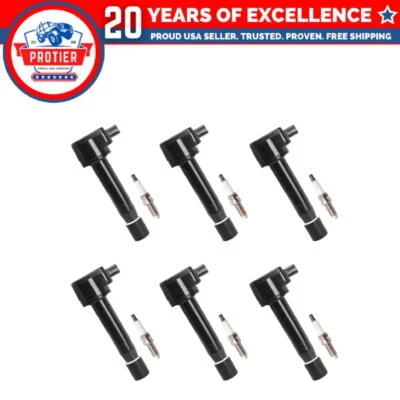 Set of 6 Ignition coil + Spark Plug Compatible with Acura TL TSX (for: Honda)