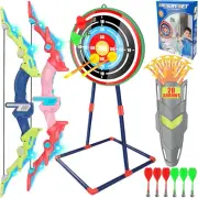 2 Pack Bow and Arrow Set for Kids 8-12 Year Old LED Light up Archery Toy With