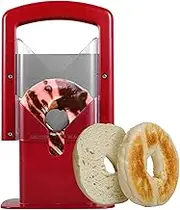 Bagel Slicer Stainless Steel Bagel Cutter Non-Stick Blade Bread Toast Slicer Multipurpose Heavy-Duty Muffin Slicer for Bagel Toast Muffin Fruit and Vegetable (Red)