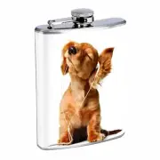 FUNNY DOG D 02 STAINLESS STEEL 8oz FLASK WHISKEY DRINKING