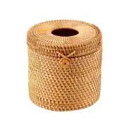 Rattan Tissue Box Toilet Cover Wicker Decorative Holders with Lid for4110